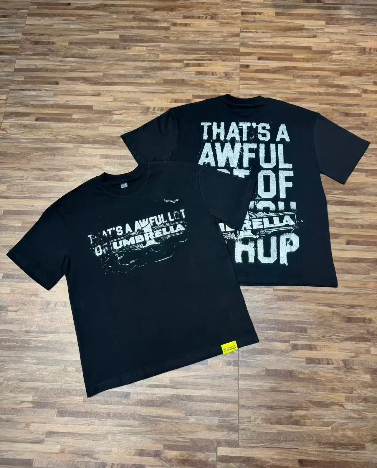 Black Distressed Graphic Print Crew-Neck Short-Sleeve T-Shirt 9