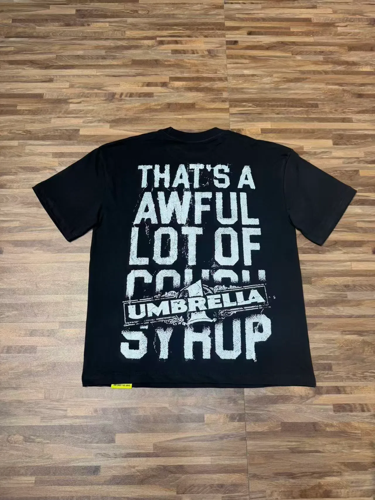 Black Distressed Graphic Print Crew-Neck Short-Sleeve T-Shirt 11