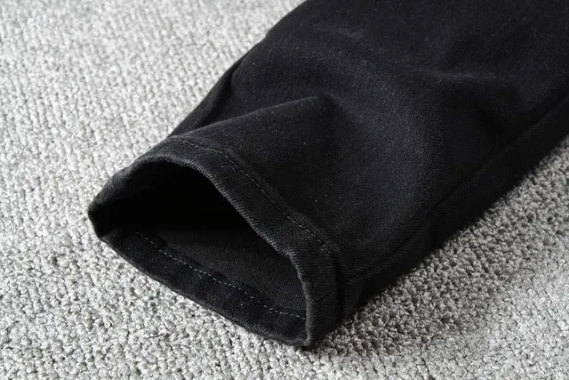 Black Distressed Patchwork Riveted Jeans 2