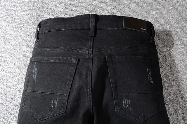 Black Distressed Patchwork Riveted Jeans 5