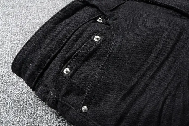 Jeans Noir Distressed Slim-Fit Ripped 7