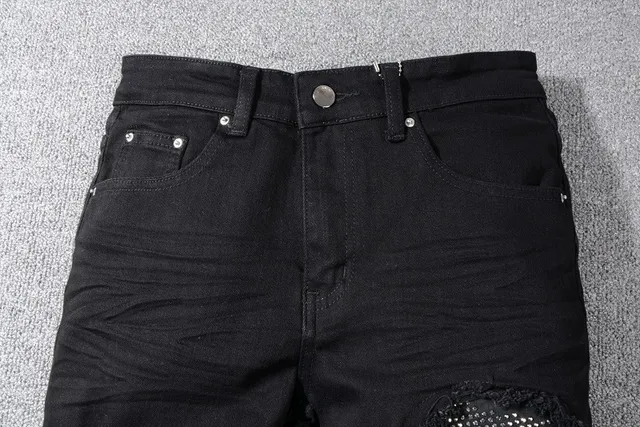 Jeans Noir Distressed Slim-Fit Ripped 12