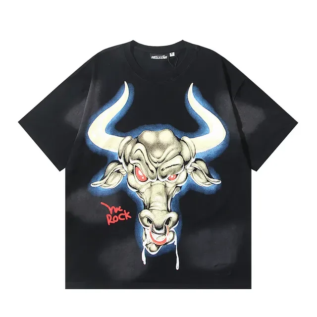 Black Double-Sided Graphic Print WWE WrestleMania Bull and Rocky T-Shirt 2