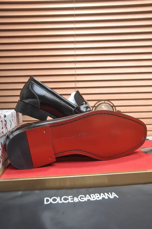 Black Gold Glossy Leather Low Block Heel Loafer 3