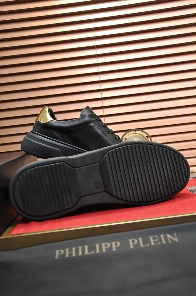 Black Gold Leather Metallic Accents Sneakers 4