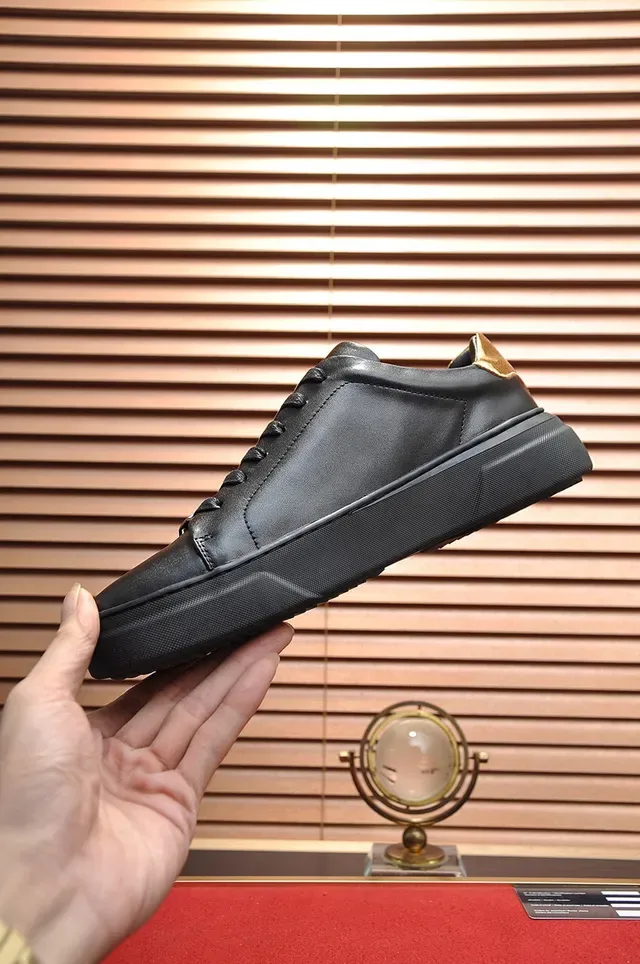 Black Gold Leather Metallic Accents Sneakers 6