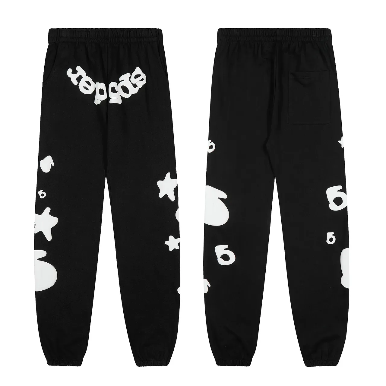 Black Graphic-Print Oversized Hoodie and Jogger Tracksuit 7