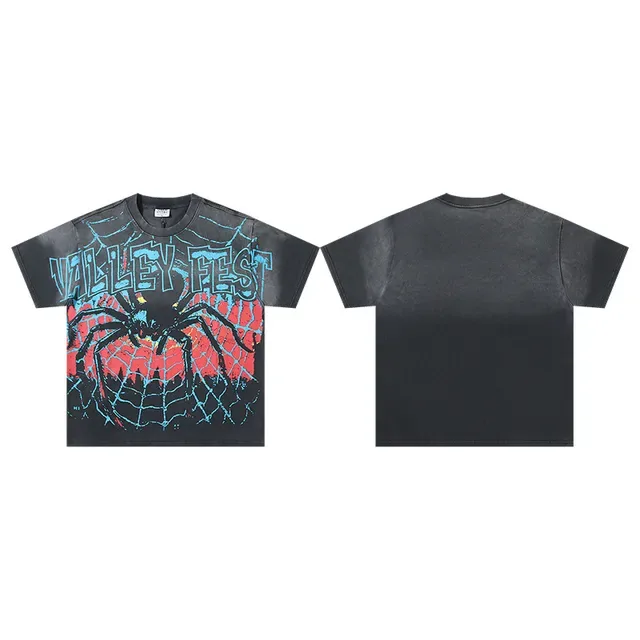 Black Graphic-Print Oversized Spiderweb 'Valley Fest' T-Shirt 2
