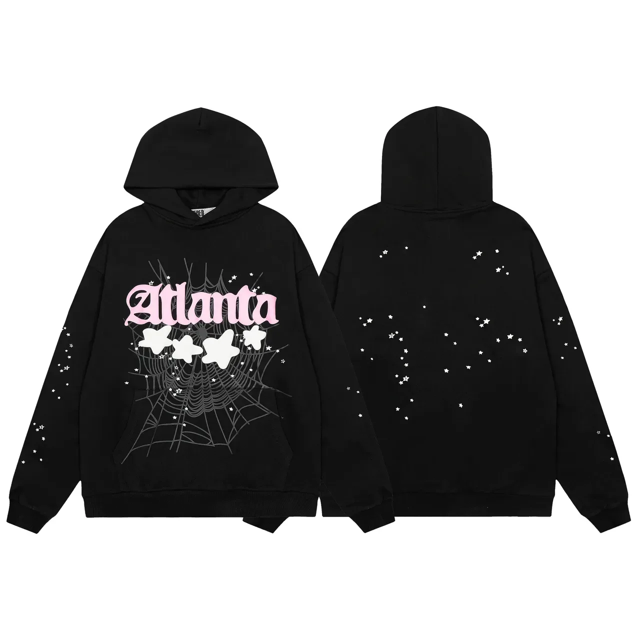 Black Graphic Spiderweb 'Atlanta' Print Oversized Hoodie 2