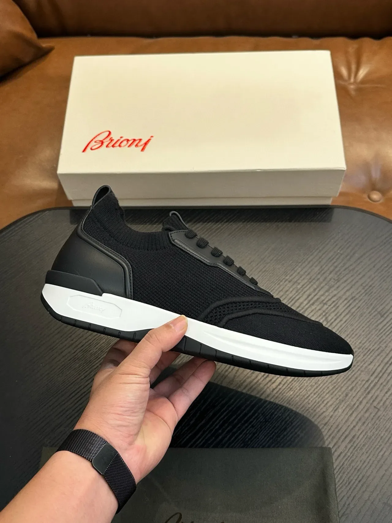 Black Mesh and Synthetic Lace-Up Sneakers 2