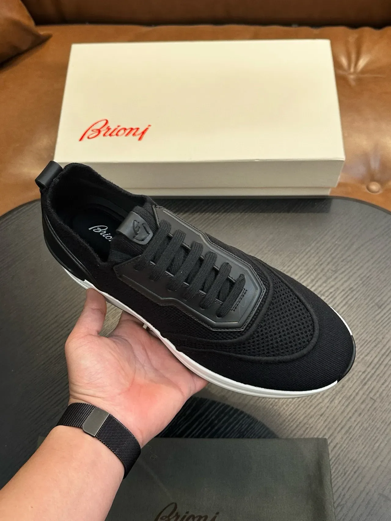Black Mesh and Synthetic Lace-Up Sneakers 3