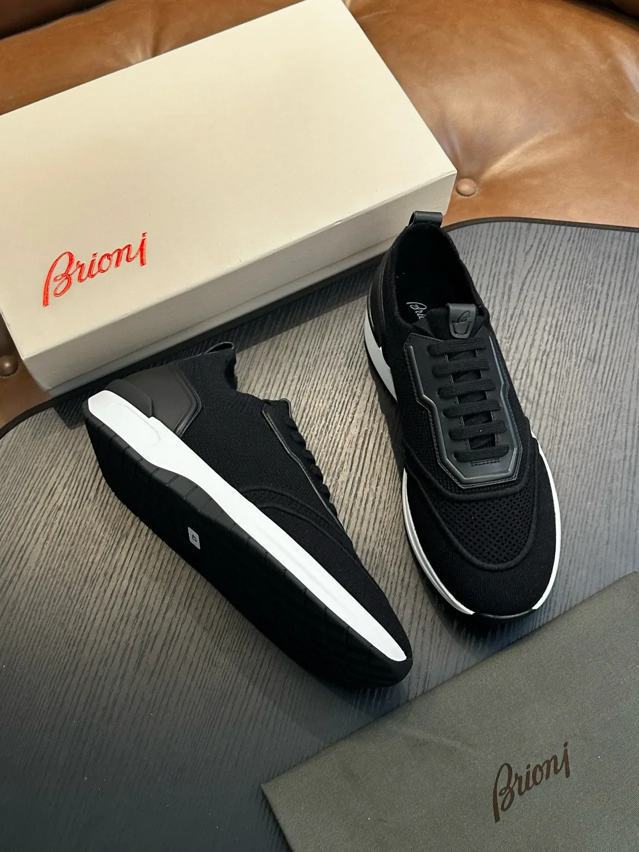 Black Mesh and Synthetic Lace-Up Sneakers 4