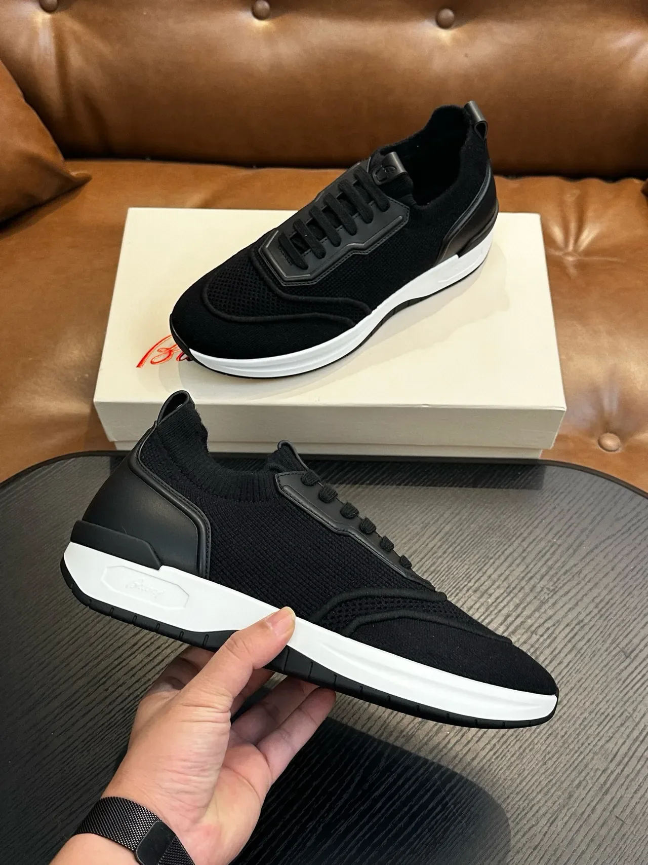 Black Mesh and Synthetic Lace-Up Sneakers 5