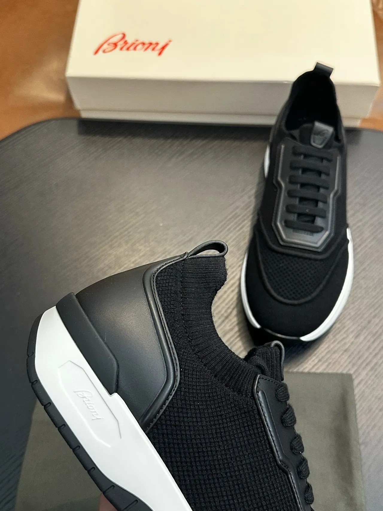 Black Mesh and Synthetic Lace-Up Sneakers 7