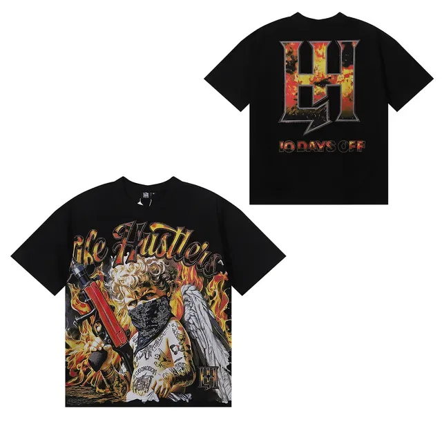 Black Multicolor Graphic-Print Oversized Fit T-Shirt 3