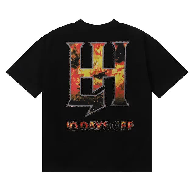 Black Multicolor Graphic-Print Oversized Fit T-Shirt 4