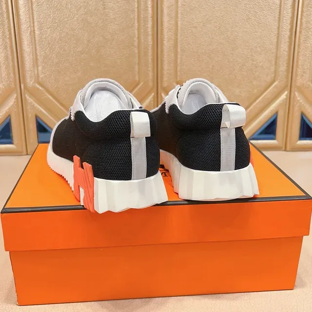 Black Orange Mesh And Suede Upper Scalloped Overlay Sneakers 2