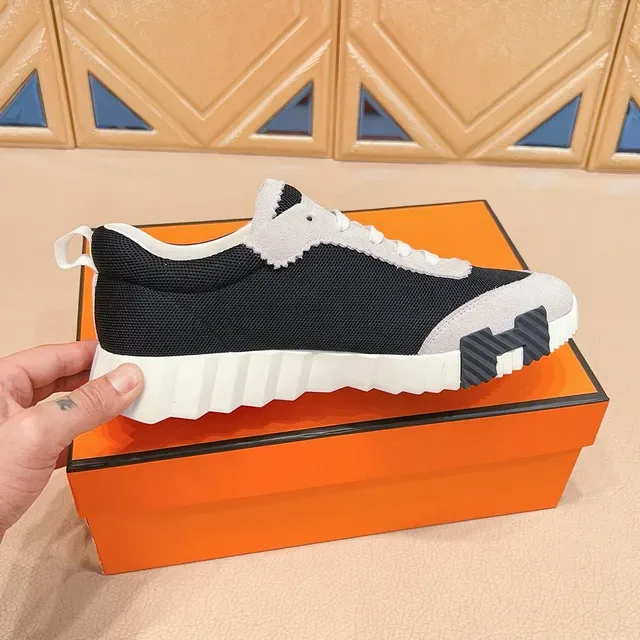 Black Orange Mesh And Suede Upper Scalloped Overlay Sneakers 4