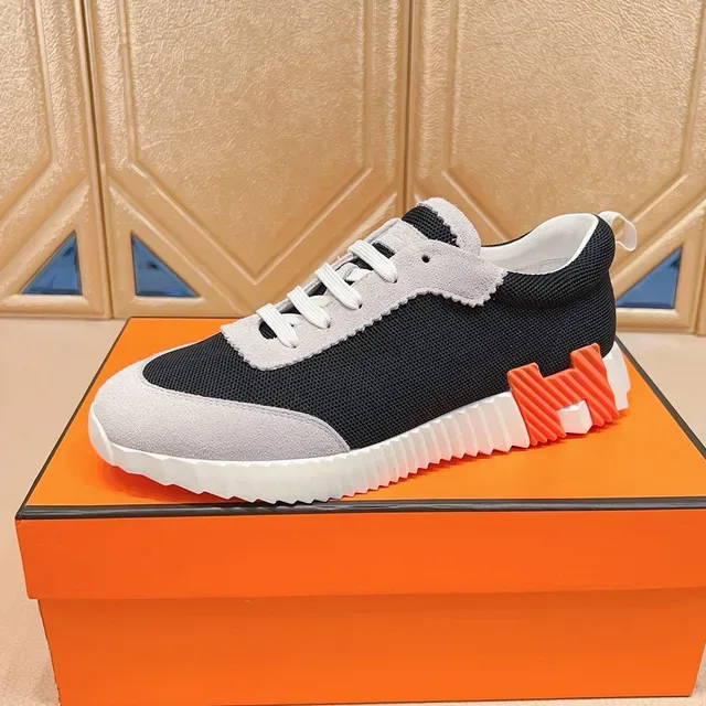 Black Orange Mesh And Suede Upper Scalloped Overlay Sneakers 5