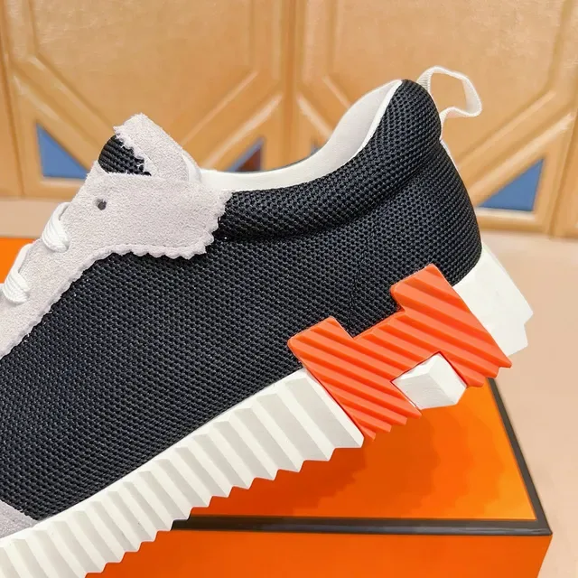 Black Orange Mesh And Suede Upper Scalloped Overlay Sneakers 6