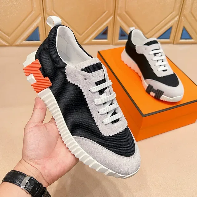 Black Orange Mesh And Suede Upper Scalloped Overlay Sneakers 7