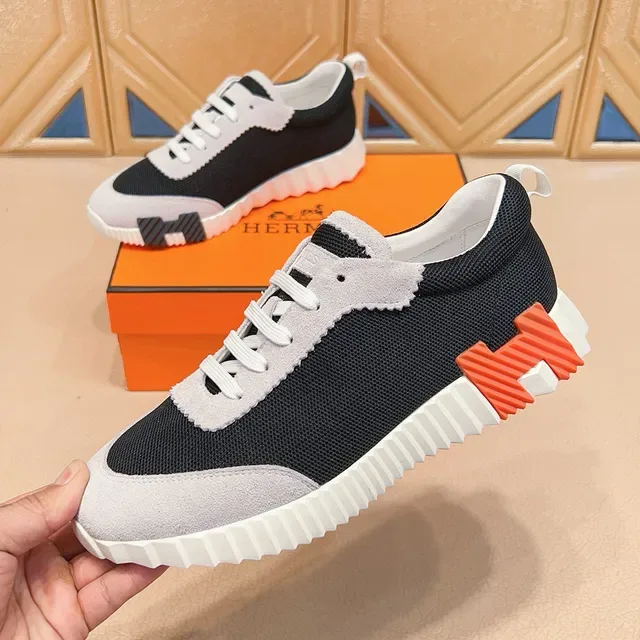 Black Orange Mesh And Suede Upper Scalloped Overlay Sneakers 9