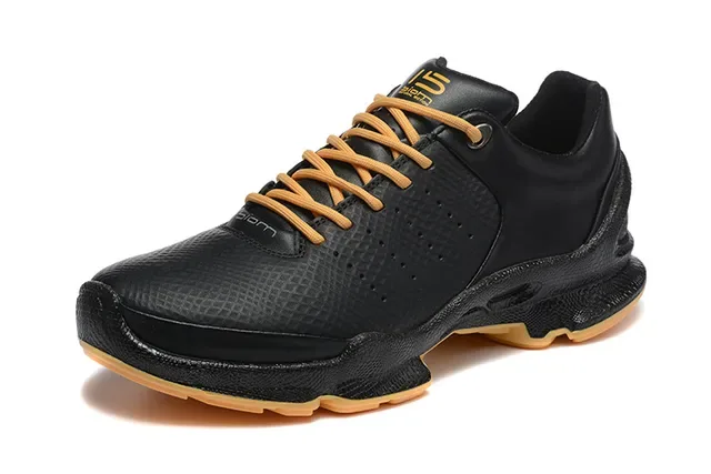 Black Orange Textured Synthetic Upper Perforated Side Panels Sneakers 3