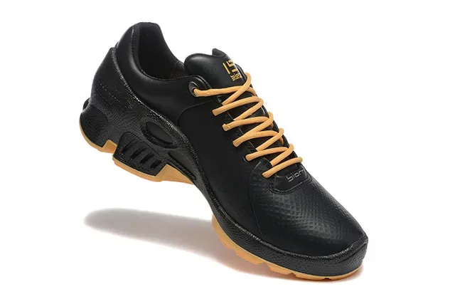 Black Orange Textured Synthetic Upper Perforated Side Panels Sneakers 4