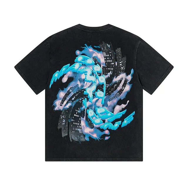 Black Oversized Double-Sided Graphic Skull and Graffiti Print T-Shirt 3
