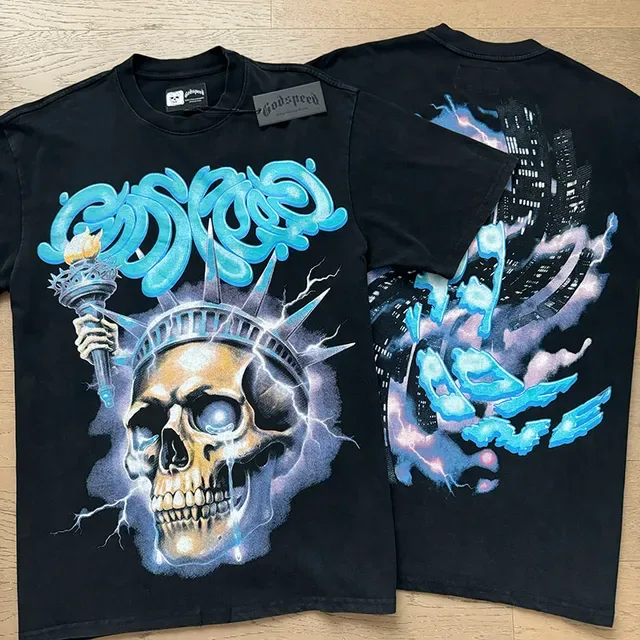 Black Oversized Double-Sided Graphic Skull and Graffiti Print T-Shirt 4