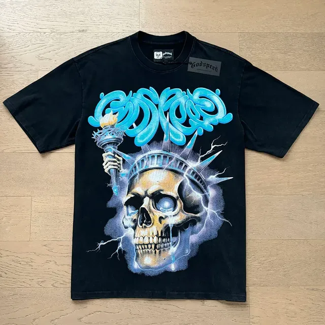 Black Oversized Double-Sided Graphic Skull and Graffiti Print T-Shirt 5