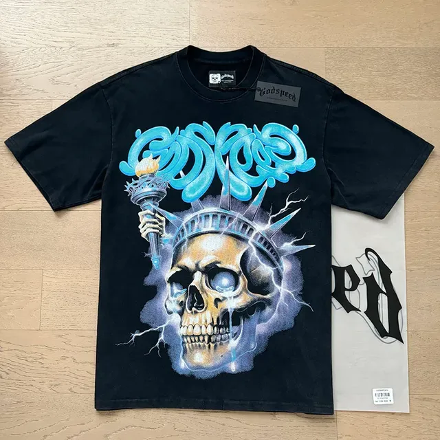 Black Oversized Double-Sided Graphic Skull and Graffiti Print T-Shirt 6