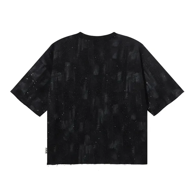 Black Oversized Graphic-Print Urban Illustration T-Shirt 4