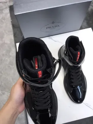 Black Patent and Mesh High-Top Lifestyle Sneakers 5