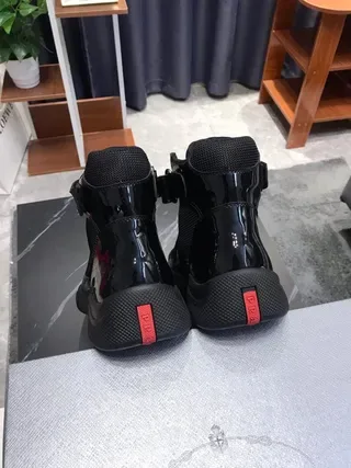 Black Patent and Mesh High-Top Lifestyle Sneakers 8