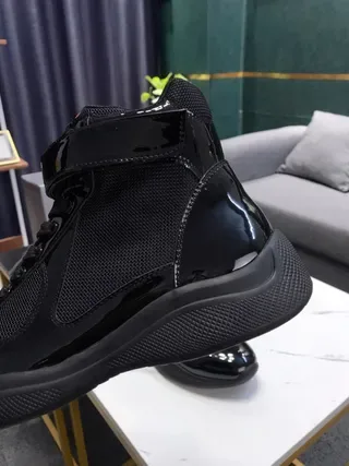 Black Patent and Mesh High-Top Lifestyle Sneakers 9