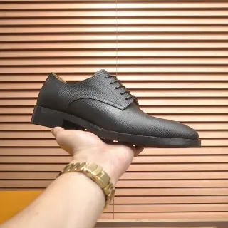 Black Pebbled Leather Cap Toe Oxford Shoes