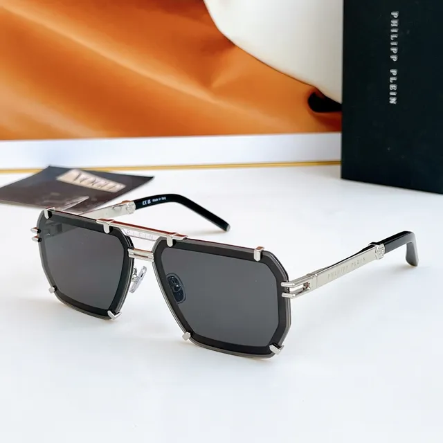 Black Silver Angular Shield-Style Lenses Exposed Metal Frame Sunglasses 4