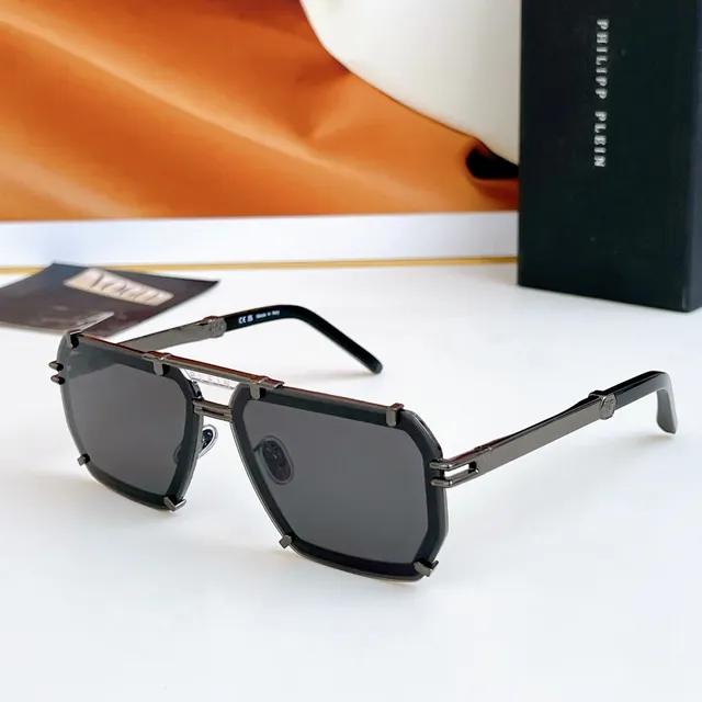 Black Silver Angular Shield-Style Lenses Exposed Metal Frame Sunglasses 5