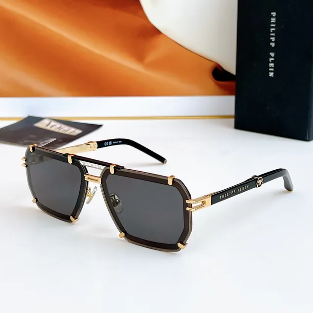 Black Silver Angular Shield-Style Lenses Exposed Metal Frame Sunglasses 6