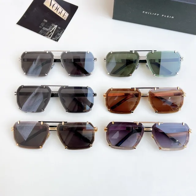 Black Silver Angular Shield-Style Lenses Exposed Metal Frame Sunglasses 9