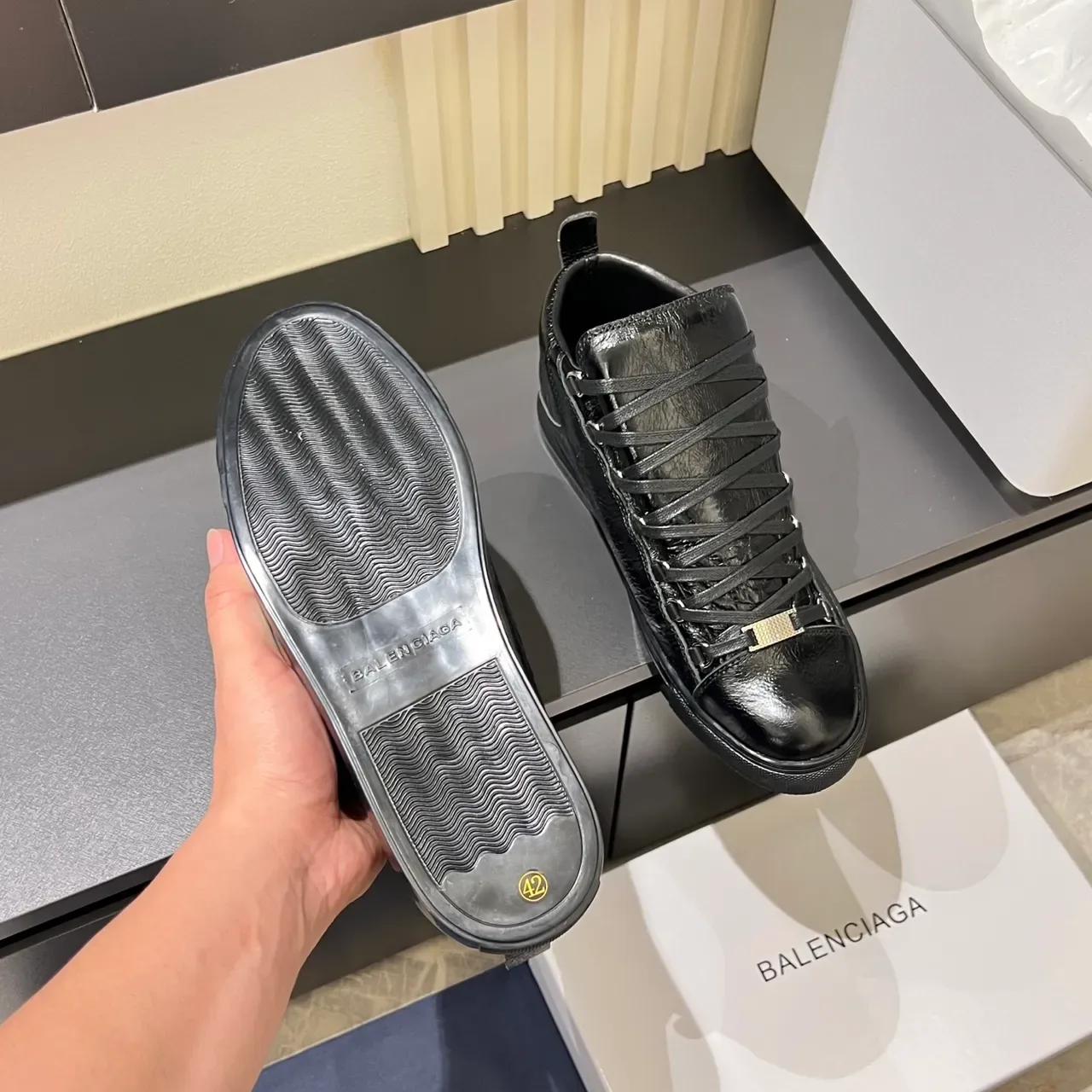 Black Silver High-Top Textured Leather Sneakers 4