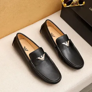 Black Silver Leather Metal Eagle Plaque Loafer