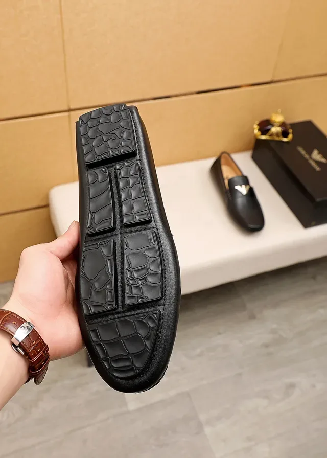 Black Silver Leather Metal Eagle Plaque Loafer 2