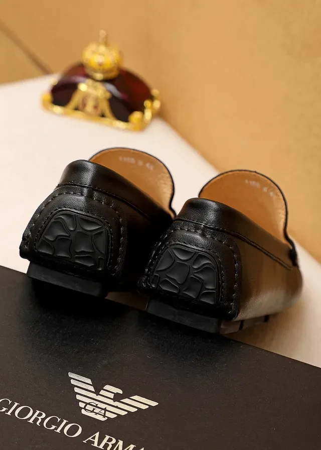 Black Silver Leather Metal Eagle Plaque Loafer 3