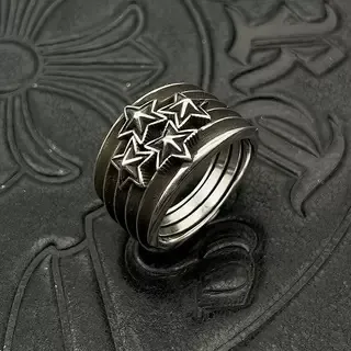 Black Silver Stacked Band Oxidized Finish Ring