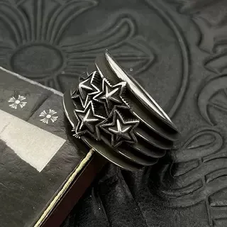 Black Silver Stacked Band Oxidized Finish Ring 4