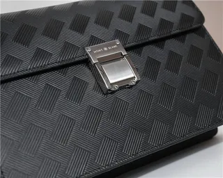 Black Silver Woven Texture Flap Closure Envelope Clutch 2
