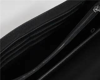 Black Silver Woven Texture Flap Closure Envelope Clutch 3