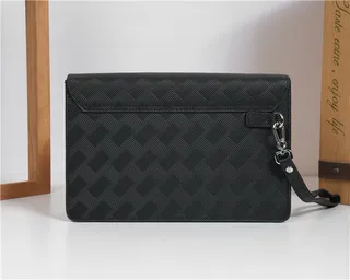 Black Silver Woven Texture Flap Closure Envelope Clutch 7